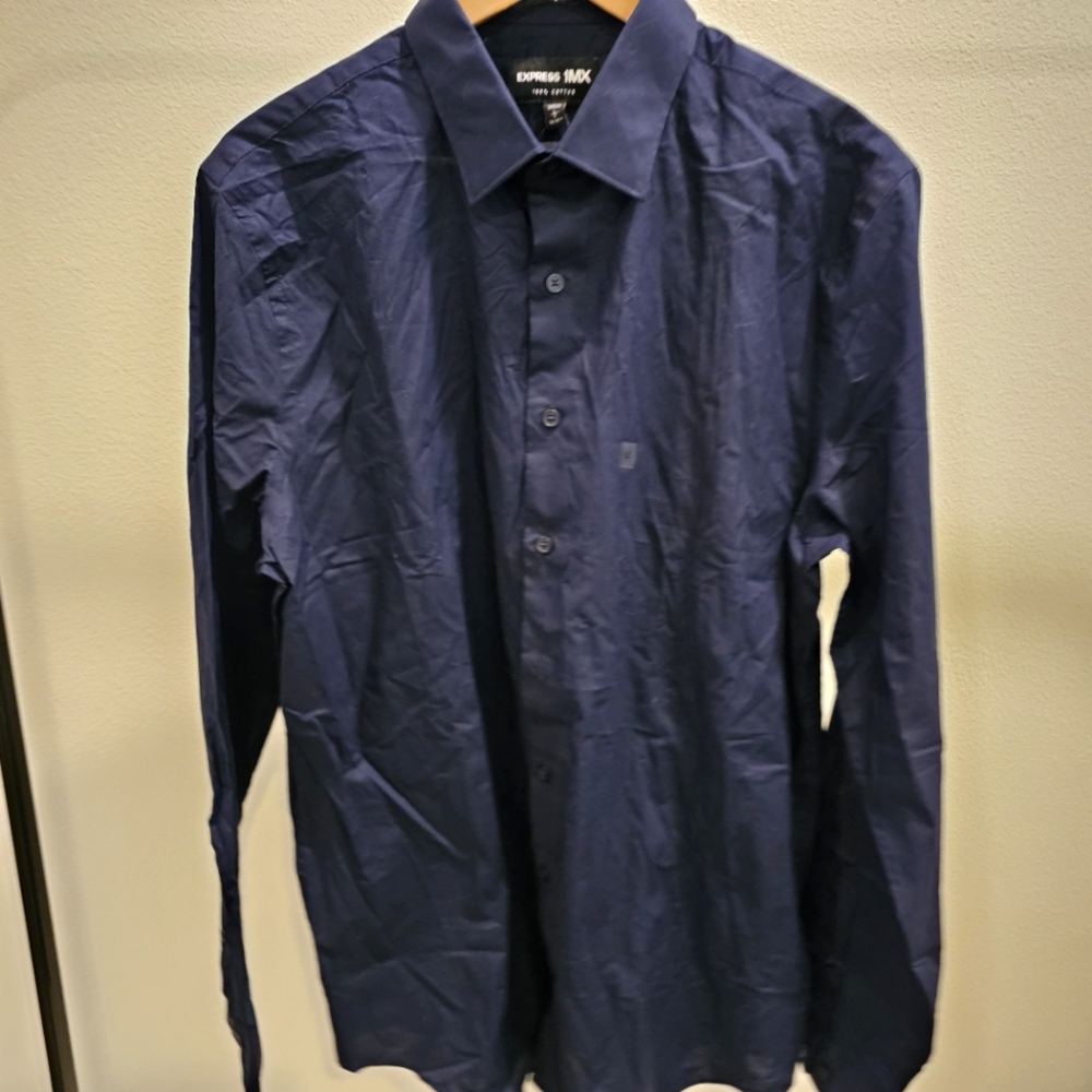 Express 100% Cotton Navy Button Shirt 🏷NWT